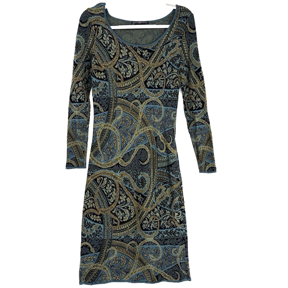 Peruvian Connection Kashmiri Dress Women's Small Knit Pima Cotton Paisley